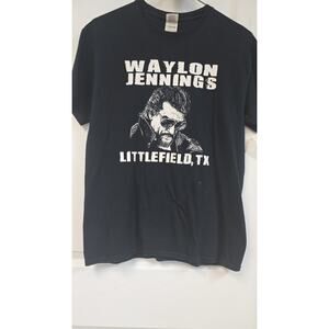 Jen8951 Waylon Jennings Vintage Music T-Shirt, Size Medium Black.